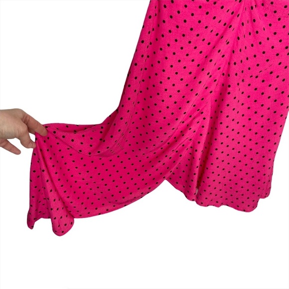 Zara Trafaluc Bright Pink Polka Dot Ruched Asymmetrical Dress - Picture 6 of 16